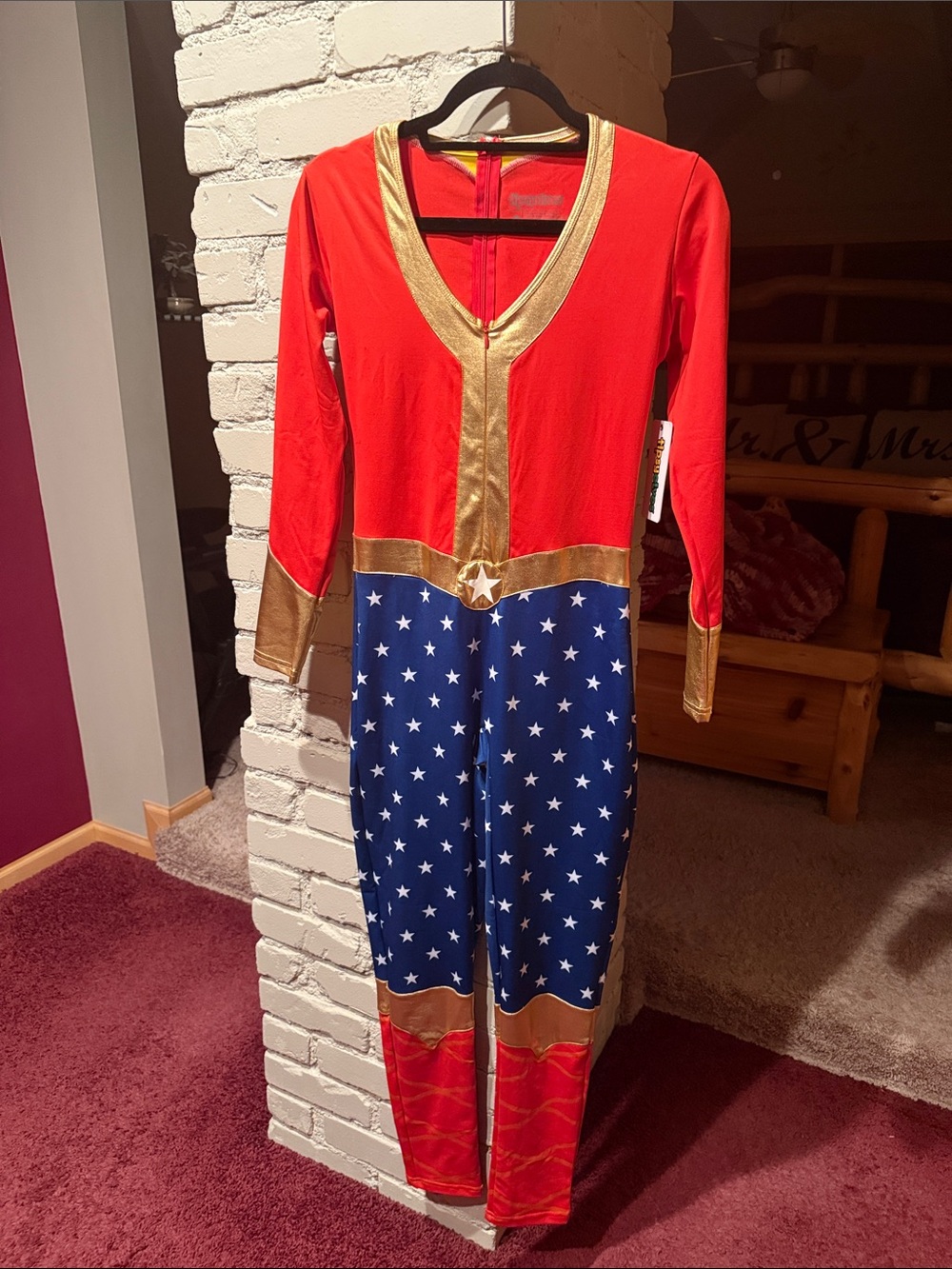 Tipsy Elves Red, Blue & Gold Wonder Woman Style Jumpsuit